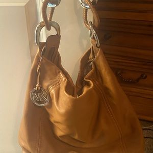 Michael Kors shoulder bag brown leather with silver like new
